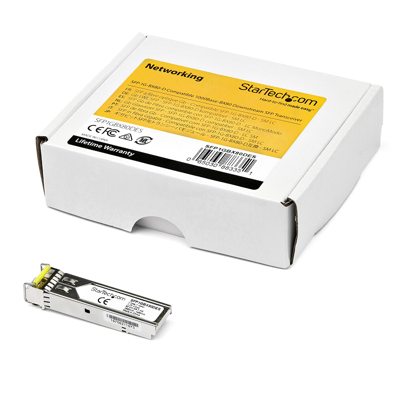 StarTech SFP1GBX80DES 1 GbE Gigabit Ethernet BiDi Fiber (SMF) Transceiver